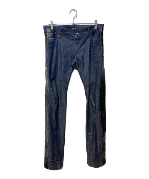 DOLCE & GABBANA（ドルチェ＆ガッバーナ）DOLCE & GABBANA (ドルチェ＆ガッバーナ) ラバーテープコーティングデニムパンツ インディゴ サイズ:SIZE48の古着・服飾アイテム