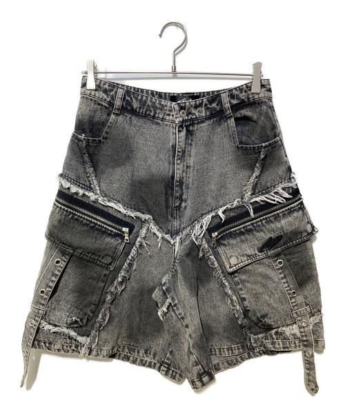 Underground（アンダーグラウンド）Underground (アンダーグラウンド) スプレーデニムカーゴショーツ ブラック サイズ:SIZE44の古着・服飾アイテム