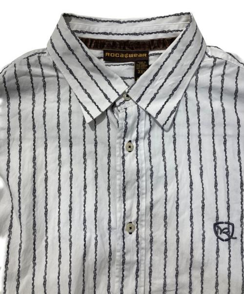 ROCA WEAR（ロカウェア）ROCA WEAR (ロカウェア) チェーンストライプシャツ ホワイト サイズ:3XLの古着・服飾アイテム