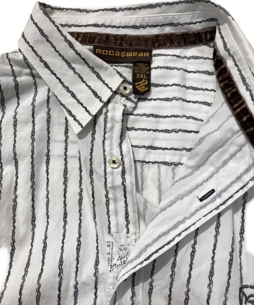 ROCA WEAR（ロカウェア）ROCA WEAR (ロカウェア) チェーンストライプシャツ ホワイト サイズ:3XLの古着・服飾アイテム