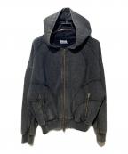 ANDER HUNKアンダーハンク）の古着「Overdyed Double Zip-up Park」｜ブラック