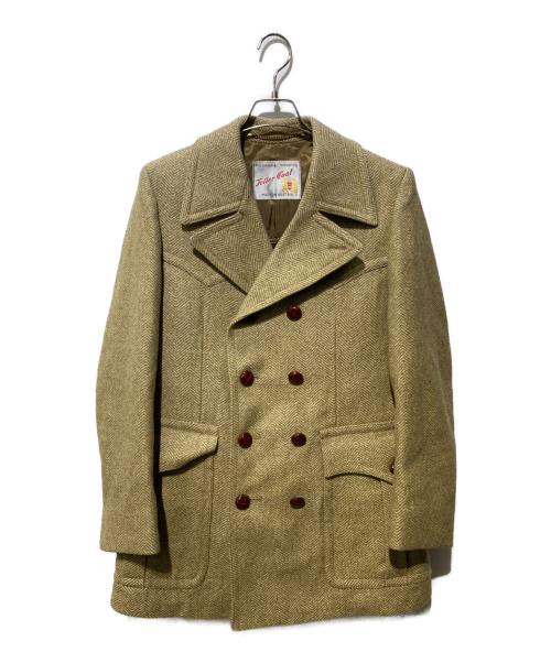 teller coat（テーラーコート）teller coat (テーラーコート) 60’s ヘリンボーンダブルブレストツイードコート カーキ サイズ:記載なしの古着・服飾アイテム