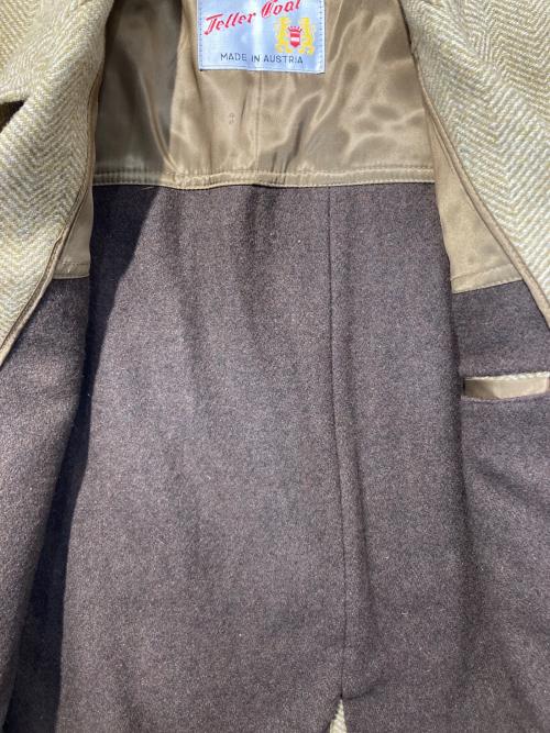 teller coat（テーラーコート）teller coat (テーラーコート) 60’s ヘリンボーンダブルブレストツイードコート カーキ サイズ:記載なしの古着・服飾アイテム