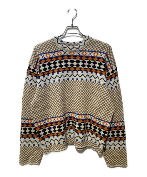 stussy（ステューシー）stussy (ステューシー) NOMA t.d. (ノーマティーディー) JACQUARD CREW KNIT ベージュ サイズ:Mの古着・服飾アイテム