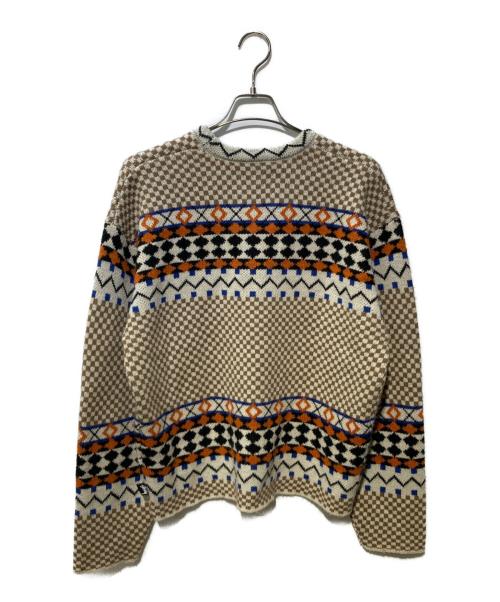 stussy（ステューシー）stussy (ステューシー) NOMA t.d. (ノーマティーディー) JACQUARD CREW KNIT ベージュ サイズ:Mの古着・服飾アイテム