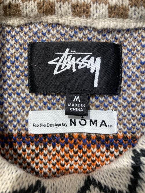 stussy（ステューシー）stussy (ステューシー) NOMA t.d. (ノーマティーディー) JACQUARD CREW KNIT ベージュ サイズ:Mの古着・服飾アイテム