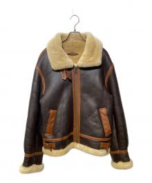 HOUSTON（ヒューストン）の古着「B-3 FLIGHT JACKET MOUTON Leather」｜ブラウン