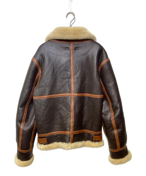 HOUSTON（ヒューストン）HOUSTON (ヒューストン) B-3 FLIGHT JACKET MOUTON Leather ブラウン サイズ:38Rの古着・服飾アイテム