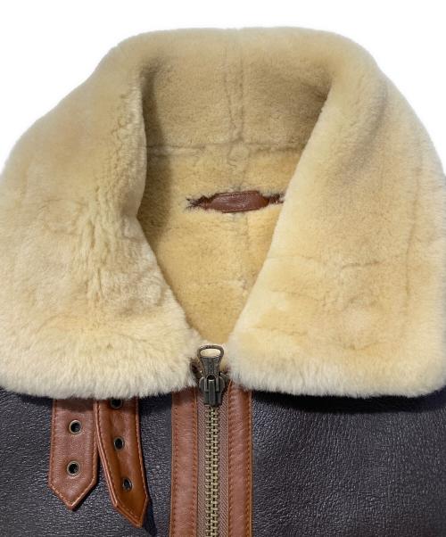HOUSTON（ヒューストン）HOUSTON (ヒューストン) B-3 FLIGHT JACKET MOUTON Leather ブラウン サイズ:38Rの古着・服飾アイテム