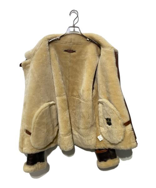 HOUSTON（ヒューストン）HOUSTON (ヒューストン) B-3 FLIGHT JACKET MOUTON Leather ブラウン サイズ:38Rの古着・服飾アイテム