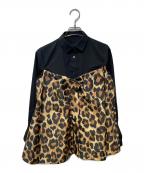sacaiサカイ）の古着「Leopard Print Belted Hybrid Shirt」｜ブラック×ベージュ