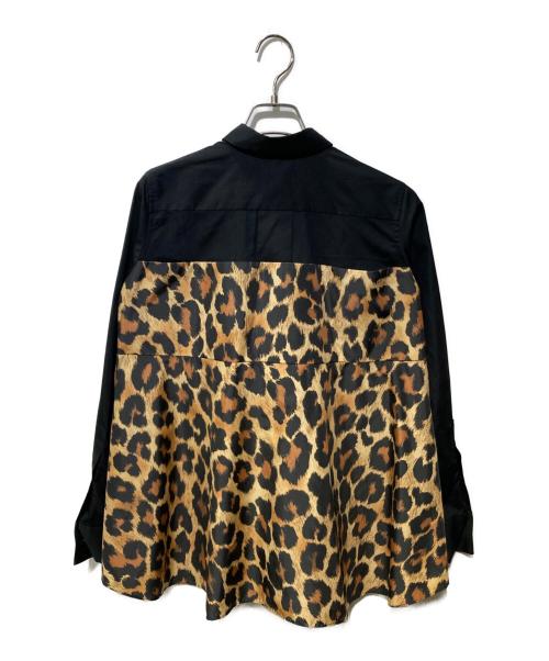 sacai（サカイ）sacai (サカイ) Leopard Print Belted Hybrid Shirt ブラック×ベージュ サイズ:1の古着・服飾アイテム