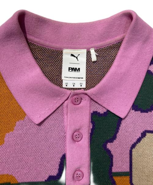 PUMA（プーマ）PUMA (プーマ) PAM (パム) Long Sleeve Knitted Polo Shirt Orange Brick マルチカラー サイズ:Mの古着・服飾アイテム