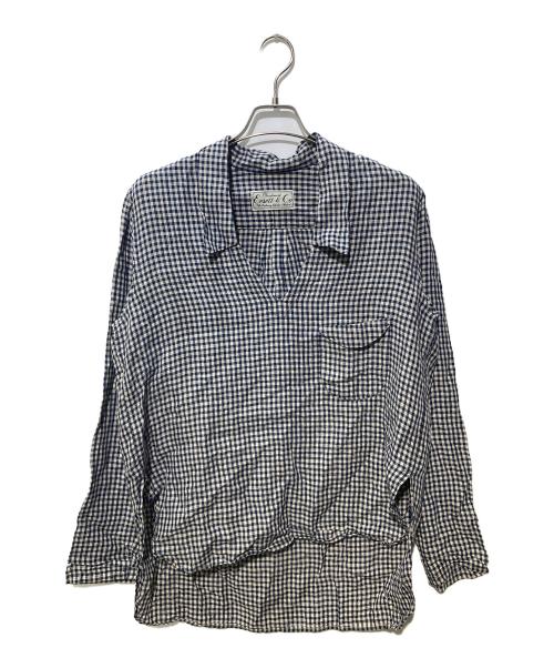 EESETT&Co（イーセットアンドコー）EESETT&Co (イーセットアンドコー) リネンスキッパーギンガムチェックシャツ ブラック サイズ:SIZE36の古着・服飾アイテム