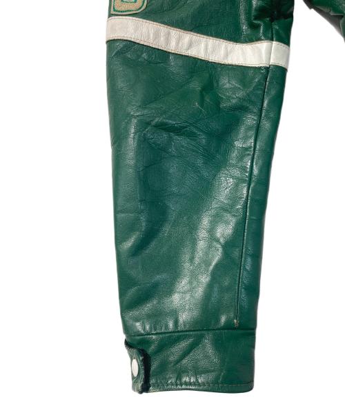 CLUB JACKET（クラブジャケット）CLUB JACKET (クラブジャケット) レザースタジャン グリーン サイズ:SIZE40の古着・服飾アイテム