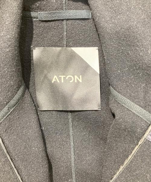 ATON（エイトン）ATON (エイトン) ゴートレザーポケット切替フーデッドコート ブラック サイズ:FREEの古着・服飾アイテム