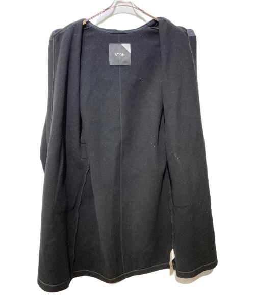 ATON（エイトン）ATON (エイトン) ゴートレザーポケット切替フーデッドコート ブラック サイズ:FREEの古着・服飾アイテム