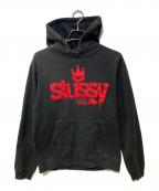 stussyステューシー）の古着「クラウンロゴパーカー」｜ブラック