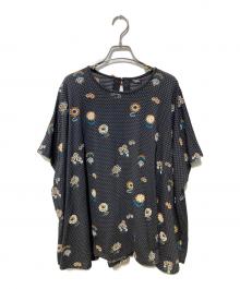 Marble SUD（マーブルシュッド）の古着「フラワー刺繍Tシャツ」｜ブラック