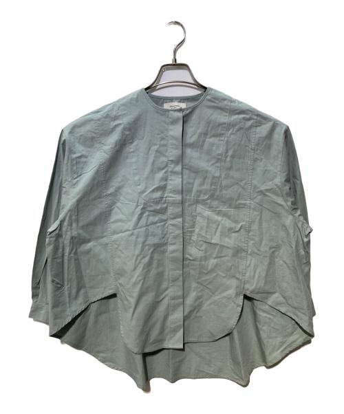 doux bleu（ドゥーブルー）doux bleu (ドゥーブルー) バンドカラー比翼シャツ グリーン サイズ:FREEの古着・服飾アイテム