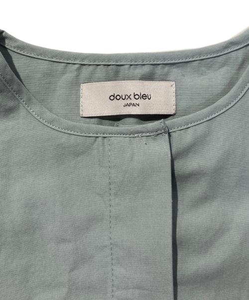 doux bleu（ドゥーブルー）doux bleu (ドゥーブルー) バンドカラー比翼シャツ グリーン サイズ:FREEの古着・服飾アイテム