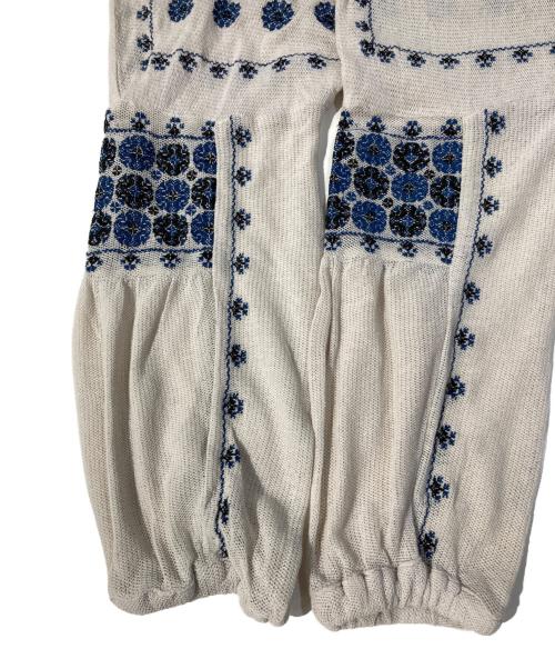 doux bleu（ドゥーブルー）doux bleu (ドゥーブルー) インド刺繍 メッシュブラウス ベージュ サイズ:FREEの古着・服飾アイテム