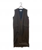 MM6 Maison Margielaエムエムシックスメゾンマルジェラ）の古着「シワ加工サイドスリットワンピース」｜ブラウン