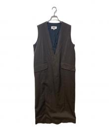 MM6 Maison Margiela（エムエムシックスメゾンマルジェラ）の古着「シワ加工サイドスリットワンピース」｜ブラウン