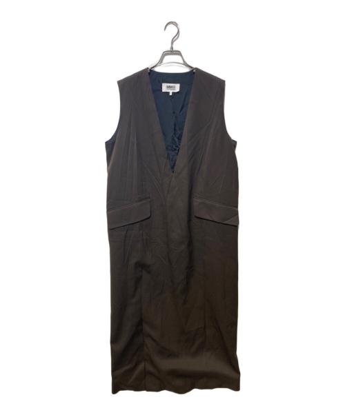 MM6 Maison Margiela（エムエムシックスメゾンマルジェラ）MM6 Maison Margiela (エムエムシックスメゾンマルジェラ) シワ加工サイドスリットワンピース ブラウン サイズ:SIZE 38の古着・服飾アイテム