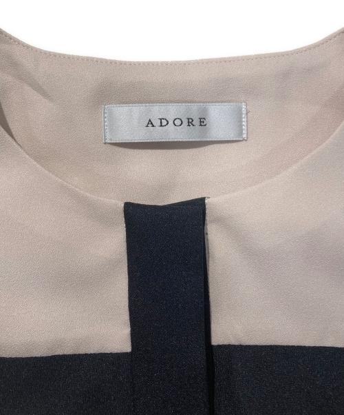 ADORE（アドーア）ADORE (アドーア) バイカラージョーゼットブラウス ベージュ サイズ:SIZE38の古着・服飾アイテム