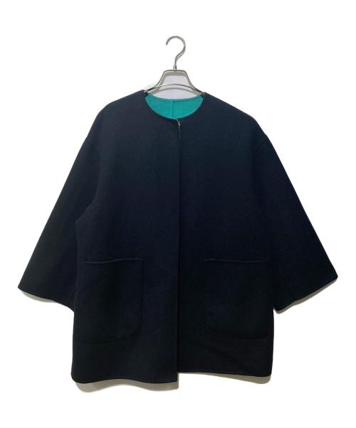 UNITED ARROWS（ユナイテッドアローズ）UNITED ARROWS (ユナイテッドアローズ) リバーシブルノーカラーコート ブラック×グリーン サイズ:38の古着・服飾アイテム