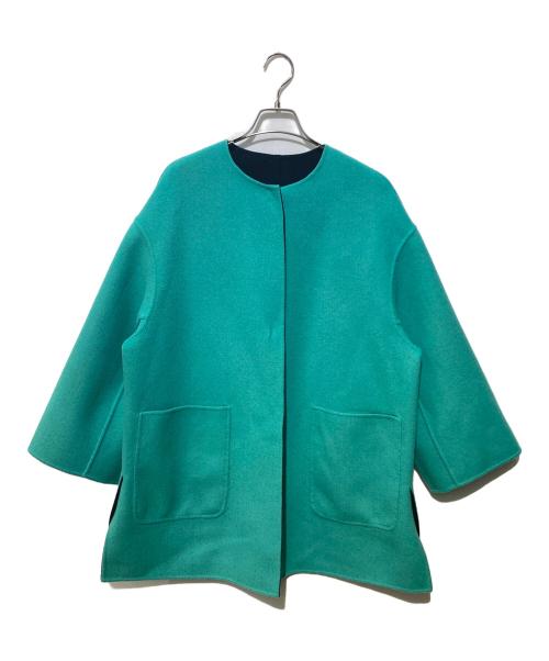 UNITED ARROWS（ユナイテッドアローズ）UNITED ARROWS (ユナイテッドアローズ) リバーシブルノーカラーコート ブラック×グリーン サイズ:38の古着・服飾アイテム