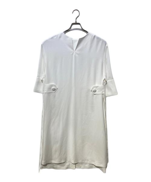 ADORE（アドーア）ADORE (アドーア) フリュイドジョーゼットバックレイヤードロングブラウス ホワイト サイズ:38の古着・服飾アイテム
