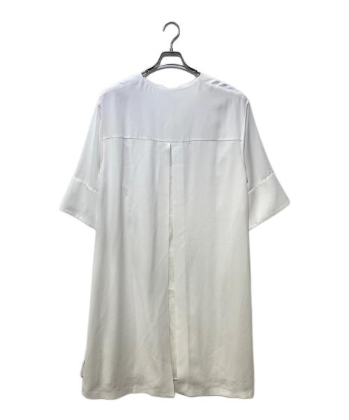 ADORE（アドーア）ADORE (アドーア) フリュイドジョーゼットバックレイヤードロングブラウス ホワイト サイズ:38の古着・服飾アイテム