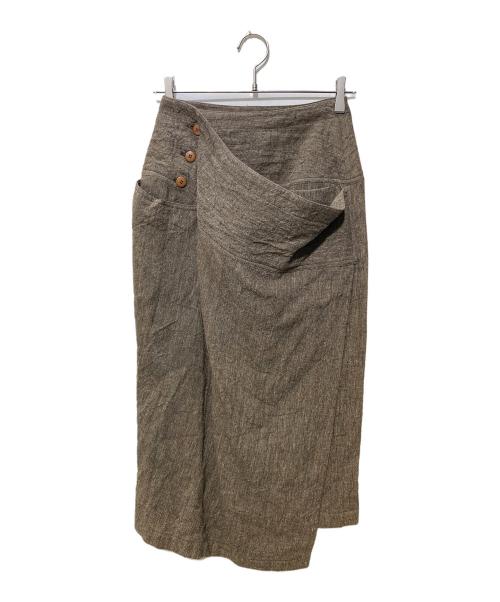 ISSEY MIYAKE（イッセイミヤケ）ISSEY MIYAKE (イッセイミヤケ) リネン混スカート ベージュ サイズ:9の古着・服飾アイテム