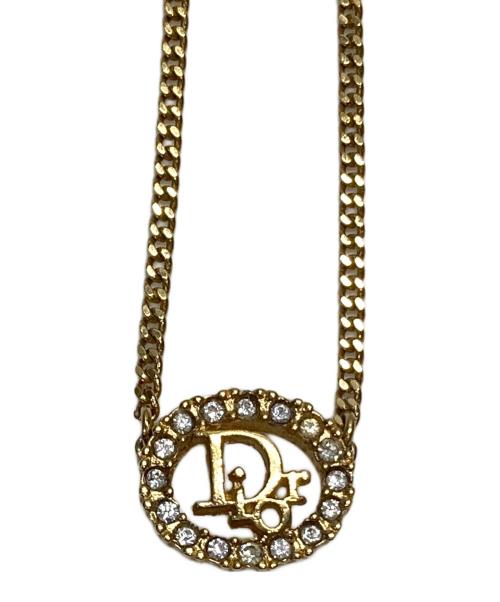 Christian Dior（クリスチャン ディオール）Christian Dior (クリスチャン ディオール) ラインストーンロゴネックレス ゴールドの古着・服飾アイテム