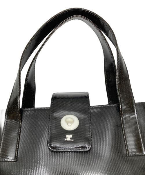 courreges（クレージュ）courreges (クレージュ) ターンロックエナメルハンドバッグ ブラックの古着・服飾アイテム