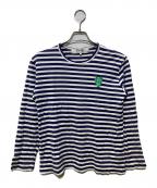 PLAY COMME des GARCONSプレイコムデギャルソン）の古着「Border Long Sleeve With Green Emblem」｜ネイビー