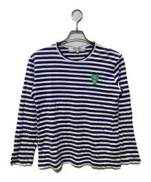 PLAY COMME des GARCONS（プレイコムデギャルソン）の古着「Border Long Sleeve With Green Emblem」｜ネイビー