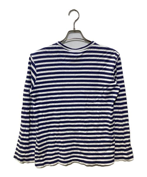 PLAY COMME des GARCONS（プレイコムデギャルソン）PLAY COMME des GARCONS (プレイコムデギャルソン) Border Long Sleeve With Green Emblem ネイビー サイズ:Mの古着・服飾アイテム
