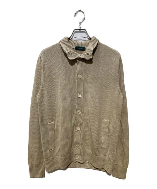 Zanone（ザノーネ）Zanone (ザノーネ) CHIOTO 5ゲージコットンスタンドカラーニットカーディガン ベージュ サイズ:SIZE50の古着・服飾アイテム