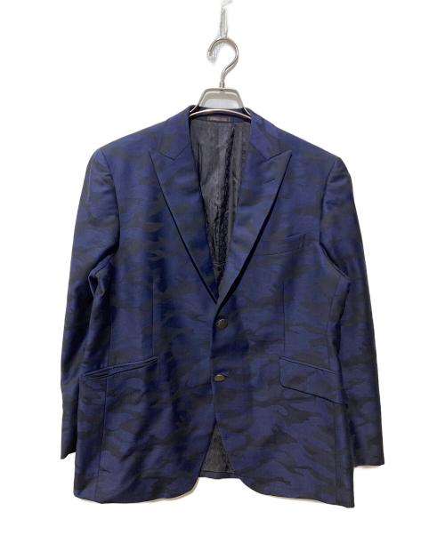 regatoa（レガトア）regatoa (レガトア) collezioni biellesi (コレッツィオーニ ビエレッシ) 2Bカモ柄ピークドラペルジャケット ネイビー サイズ:不明の古着・服飾アイテム