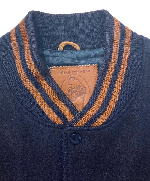 Golden Bear（ゴールデンベア）Golden Bear (ゴールデンベア) レザー切替スタジャン ネイビー×ブラウン サイズ:Lの古着・服飾アイテム