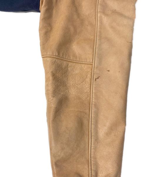 Golden Bear（ゴールデンベア）Golden Bear (ゴールデンベア) レザー切替スタジャン ネイビー×ブラウン サイズ:Lの古着・服飾アイテム