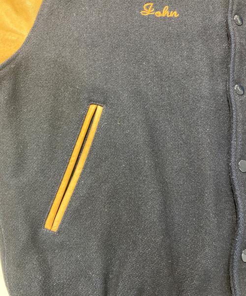 Golden Bear（ゴールデンベア）Golden Bear (ゴールデンベア) レザー切替スタジャン ネイビー×ブラウン サイズ:Lの古着・服飾アイテム