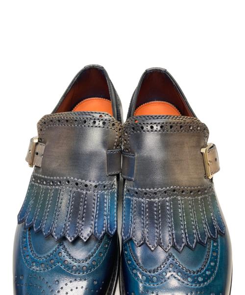 Santoni（サントーニ）Santoni (サントーニ) フリンジモンクストラップシューズ ブルー サイズ:UKG 7の古着・服飾アイテム