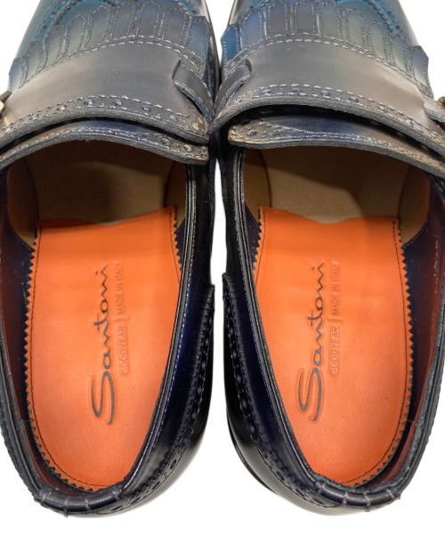 Santoni（サントーニ）Santoni (サントーニ) フリンジモンクストラップシューズ ブルー サイズ:UKG 7の古着・服飾アイテム