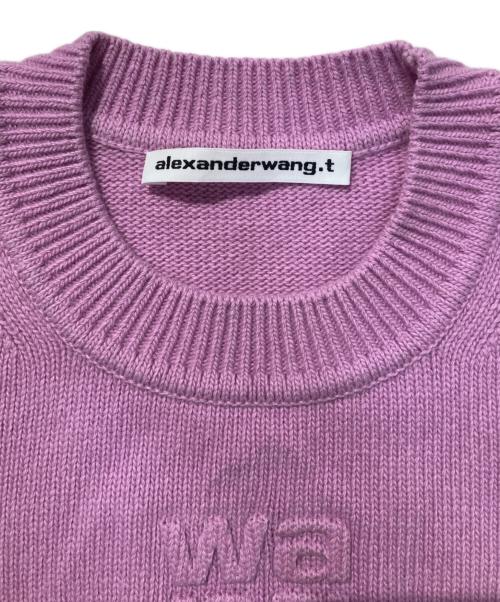 ALEXANDER WANG（アレキサンダー・ワン）ALEXANDER WANG (アレキサンダー・ワン) ロゴエンボスクロップドニット ピンク サイズ:XSの古着・服飾アイテム
