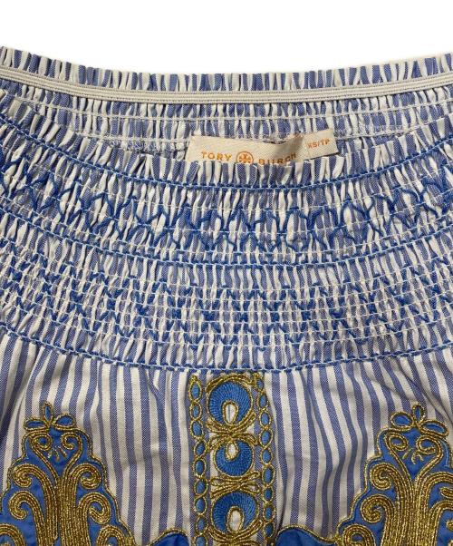 TORY BURCH（トリーバーチ）TORY BURCH (トリーバーチ) 刺繍マキシスカート ホワイト×ブルー サイズ:XSの古着・服飾アイテム