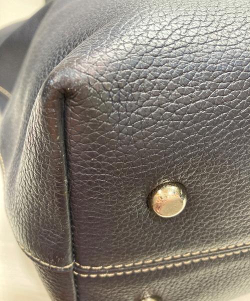STEFANOMANO（ステファノマーノ）STEFANOMANO (ステファノマーノ) レザートートバッグ ネイビーの古着・服飾アイテム